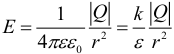 Формула Напряженность электрического поля точечного заряда