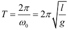 Formula Period of oscillations of the mathematical pendulum