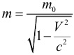 Формула Релятивистское увеличение массы