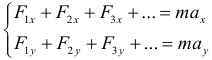 Formula Newton's second law in projections on the axis