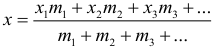 Formula Coordinate of the center of gravity of the body system